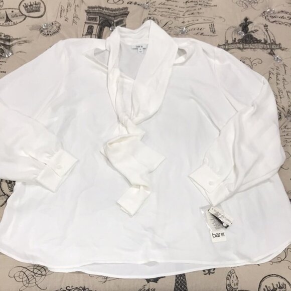 Bar III Trendy Plus Size Tie-Neck Blouse - Picture 3 of 8